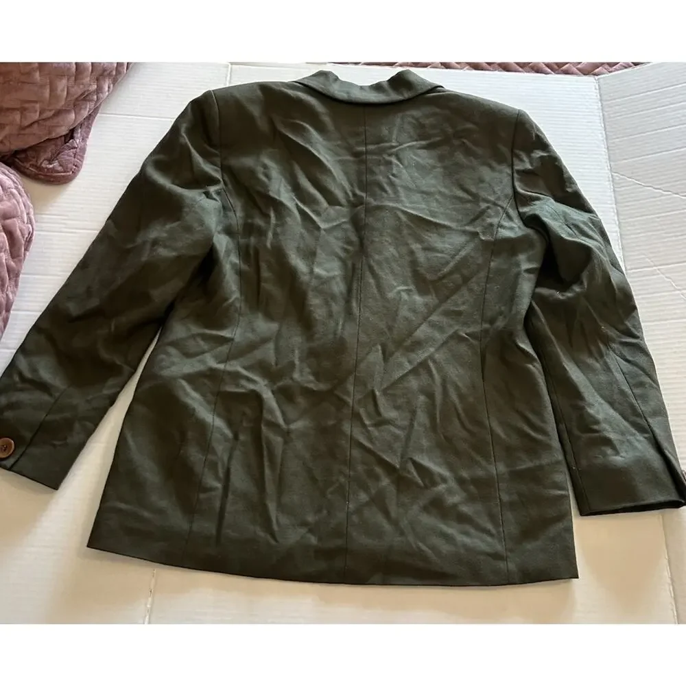 Vtg Pendleton Petite 10 Blazer USA Virgin Wool‎ Green Women's Single Button Coat